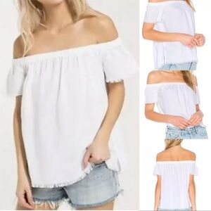 White Cloth & Stone Flowy Distressed Top​